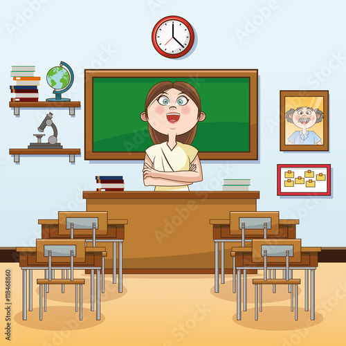 teacher classroom back to school cartoon icon. Colorful design. Vector illustration