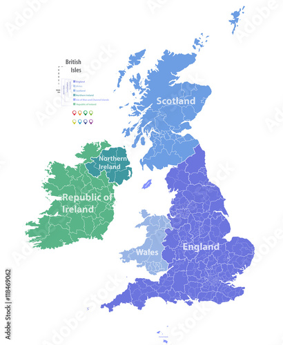 British Isles vector high detailed map