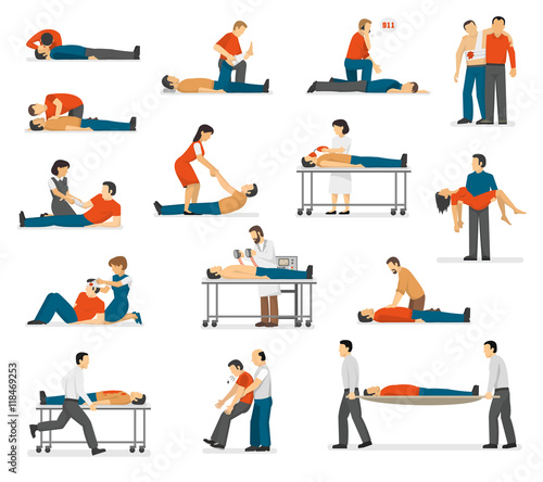First Aid Emergency Flat Icons Set
