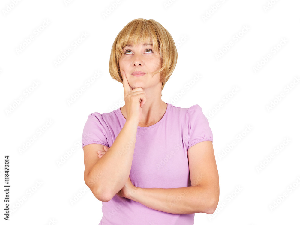 Portrait of a young Thinking blonde girl. Portrait of a young Thinking blonde girl.