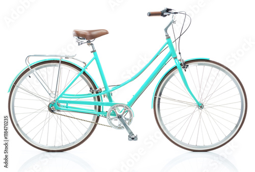 Stylish womens blue bicycle isolated on white © vladstar