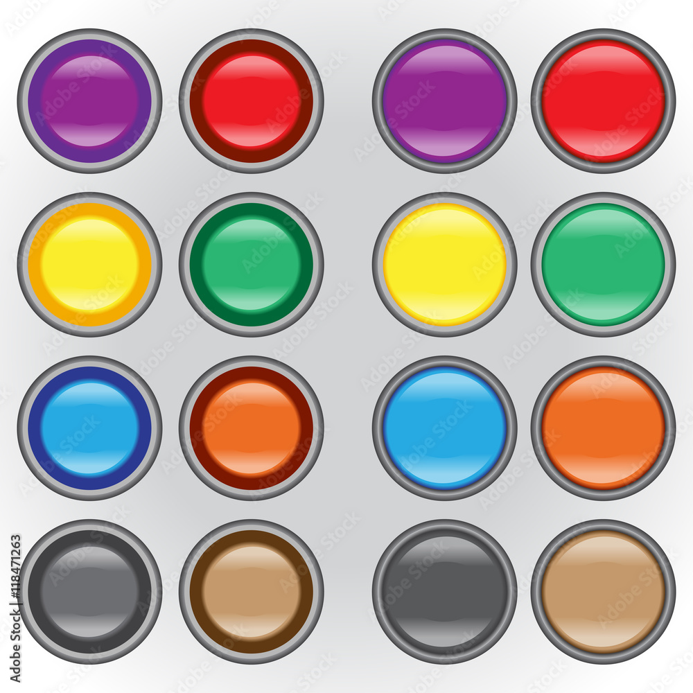 Set of blank circle icons in different colors. Stickers, buttons Set of blank circle icons in different colors. Stickers, buttons