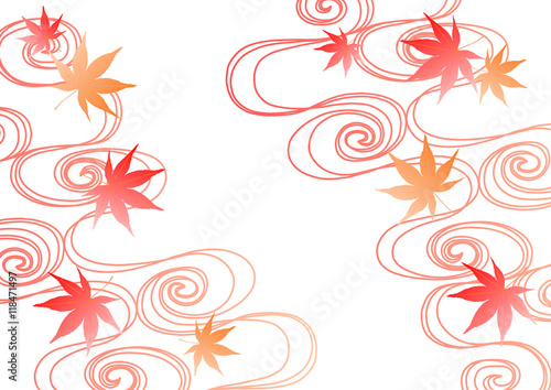 流水ともみじ模様の背景イラスト Stock Vector Adobe Stock