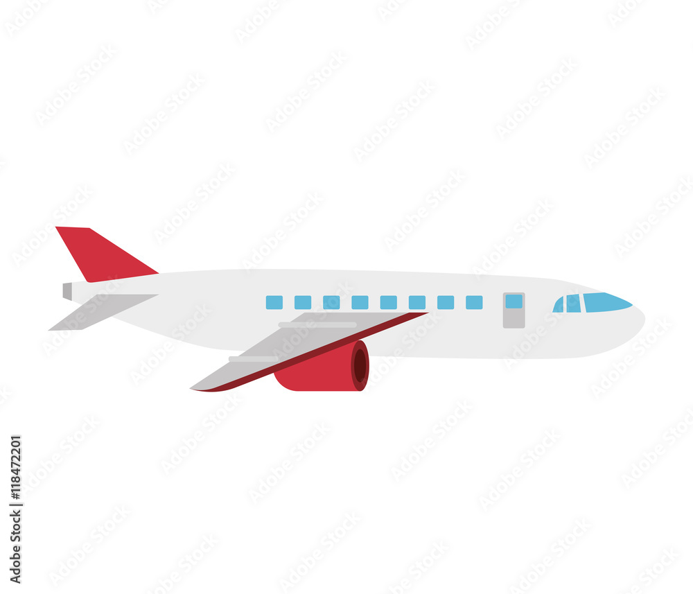 Fototapeta premium plane air sky airplane flight transport vehicle wing vector illustration isolated