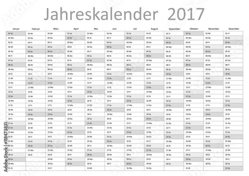 Kalender 2017 Jahresplaner Jahreskalender Wandkalender grau