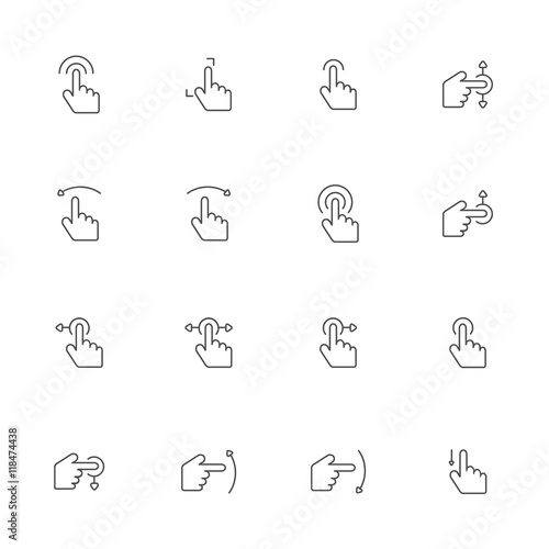 touch screen gray line icons