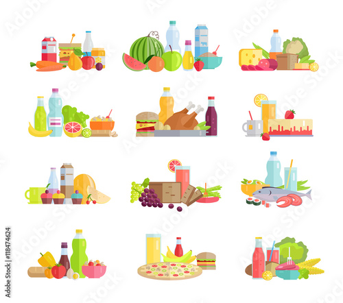 Big Collection of Food Concepts in Flat Design.