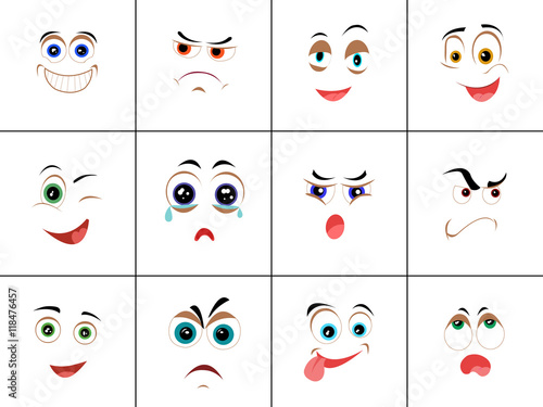 Set of Smileys with Expression of Emotions