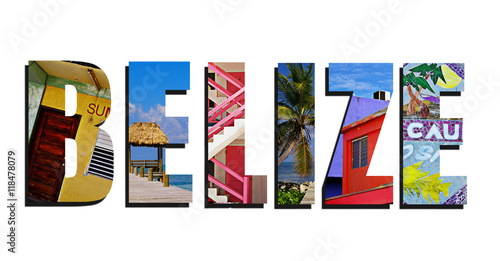Belize collage on white photo