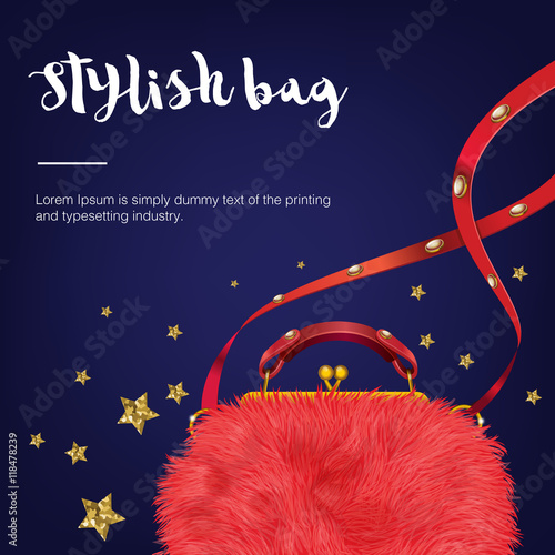 Stylish fashion and trendy wool woman's bag with stars.