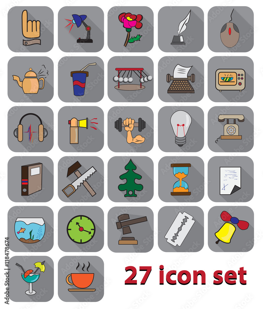 set of colored icons flat set of colored icons flat