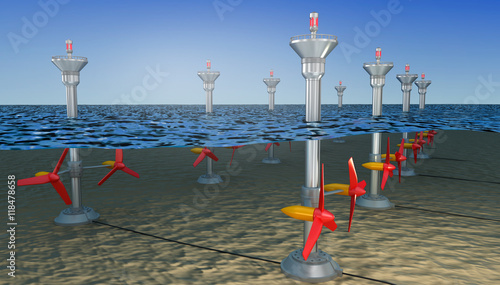 Canvas-taulu Tidal energy illustration ,  3D illustration