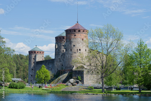 Medieval Olavinlinna castle in june on sunny day. Savonlinna, Finland