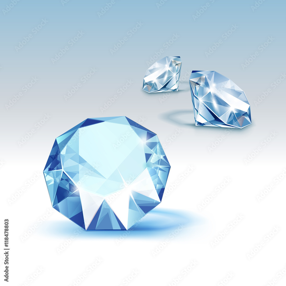 Vector Blue Shiny Clear Diamonds Close up Isolated Vector Blue Shiny Clear Diamonds Close up Isolated