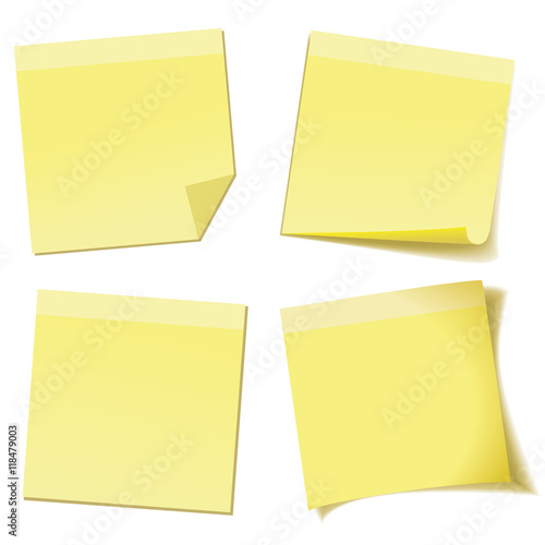 Yellow stick note isolated on white background, Eps 10 vector file