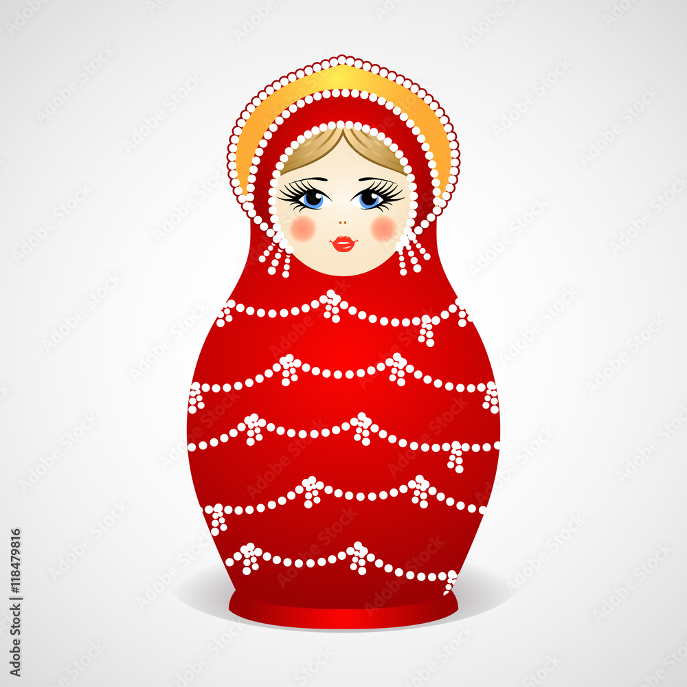 Russian traditional wooden toys, babushka, matryoshka, simple beauty design element. Vector illustration. National culture concept. Retro doll background Russian traditional wooden toys, babushka, matryoshka, simple beauty design element. Vector illustration. National culture concept. Retro doll background