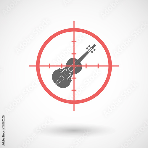 Isolated line art crosshair icon with a violin