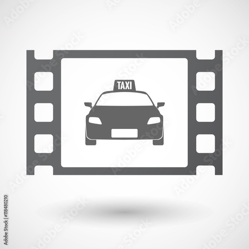 Isolated celluloid film frame icon with  a taxi icon