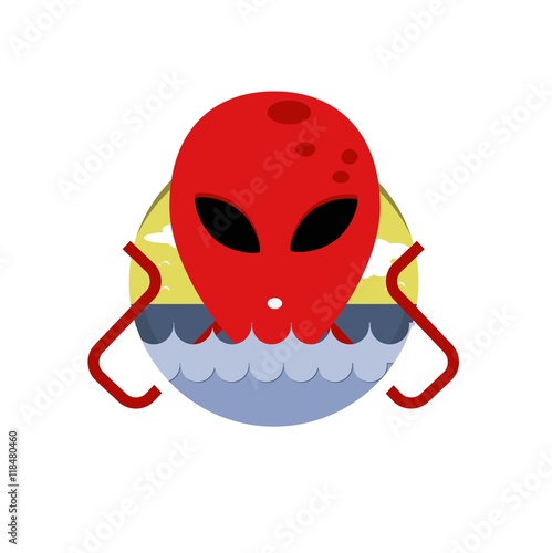 Vector flat sea monster in the water 