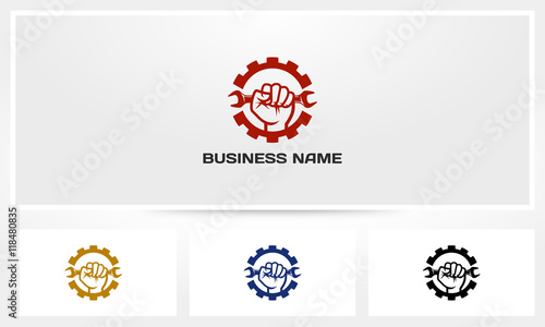 Mechanic Hand Wrench Gear Logo