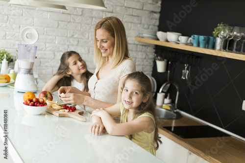 Mother and daughters in the...
