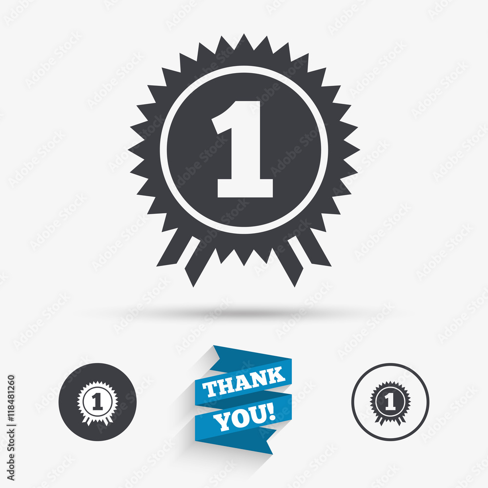 First place award sign icon. Prize for winner. First place award sign icon. Prize for winner.