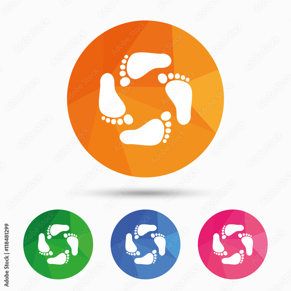 Baby footprints icon. Child barefoot steps. Baby footprints icon. Child barefoot steps.