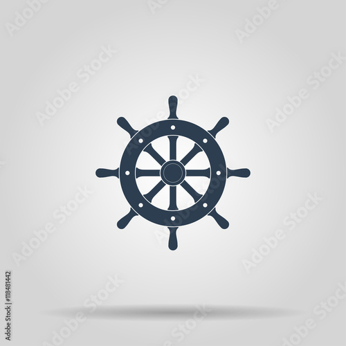 Ship steering wheel sign icon, vector illustration.