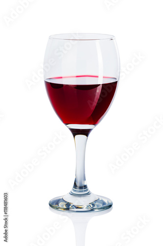 Obraz na płótnie A glass of red wine on a white background. w salonie