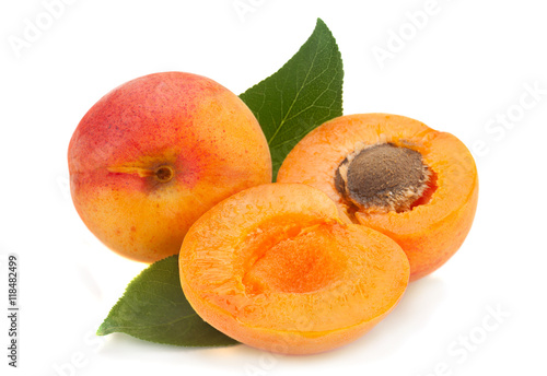 Apricot fruit on white