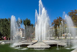 Fountain and rainbow in the center of City of Pleven, Bulgaria