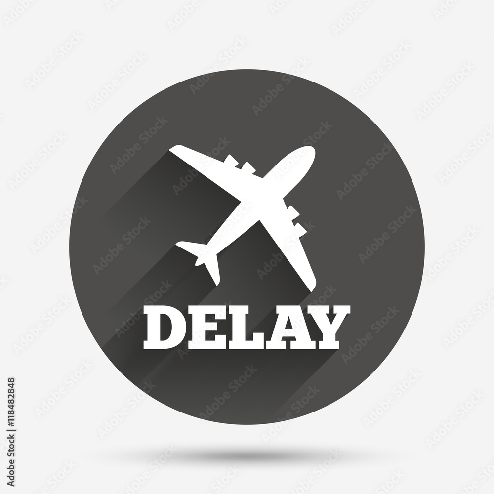 Delayed flight sign icon. Airport delay symbol. Delayed flight sign icon. Airport delay symbol.