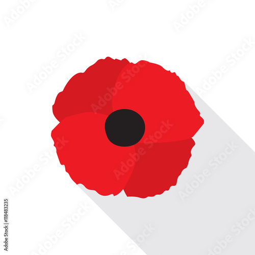 Fototapeta Naklejka Na Ścianę i Meble -  Red Poppy Flat Icon