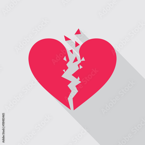 Flat icon of Broken heart in red color