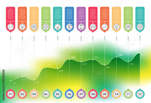 Annual report. Business chart graph of increase. Vector infograp