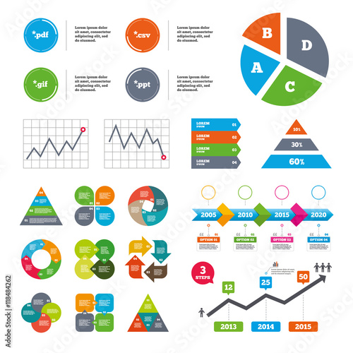 Document signs. File extensions symbols.