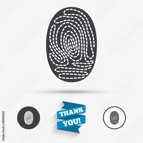 Fingerprint sign icon. Identification symbol.