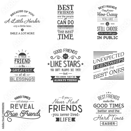 Friendship. Typography quotes.