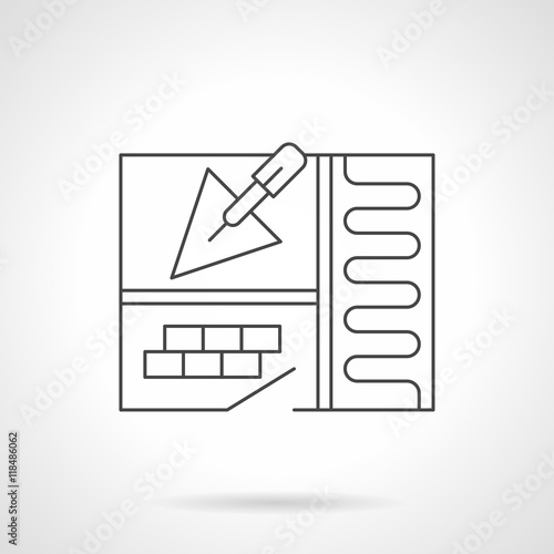 Warm floor installing flat line vector icon