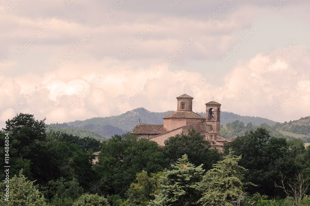 Urbania, Italy - August, 1, 2016: Catholic cathedral in Urbania, Italy