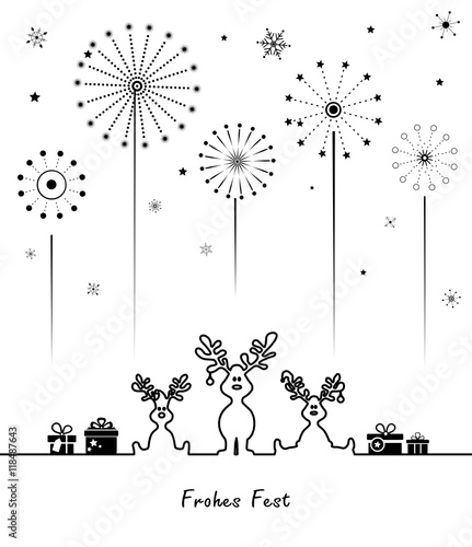 Weihnachten Elche Feuerwerk