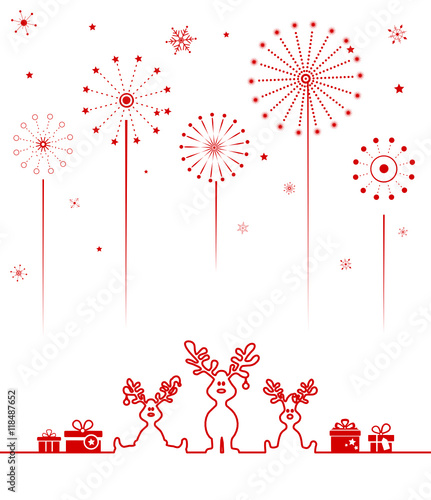 Weihnachten Elche Feuerwerk