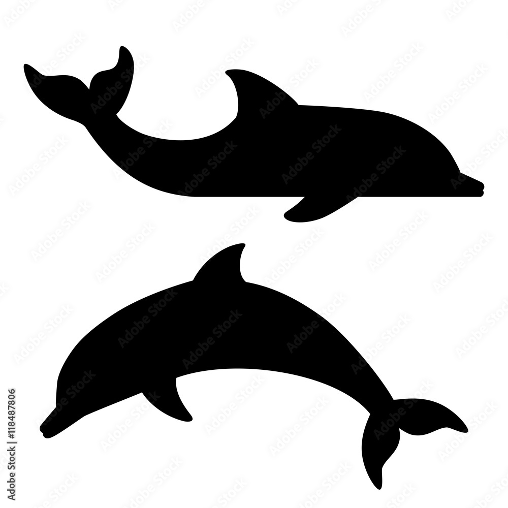 Fototapeta premium black silhouettes of dolphin