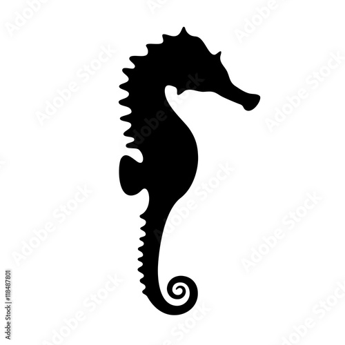 black silhouette of seahorse