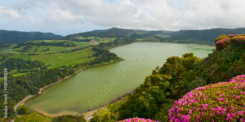 The top view on lake Furnas, Azores