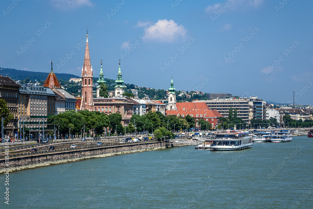 Fototapeta premium Beautiful Panoramic view of Buda side in Budapest. Hungary.