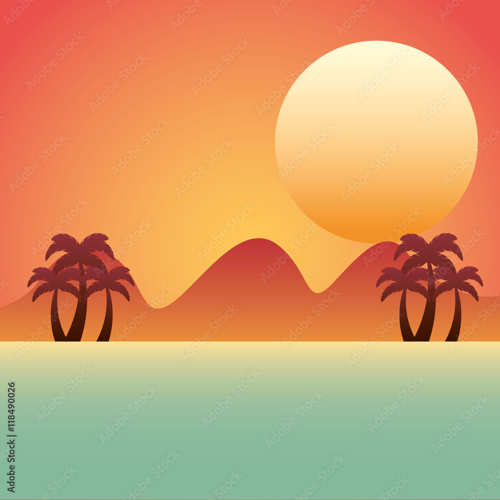 beach landscape isolated icon