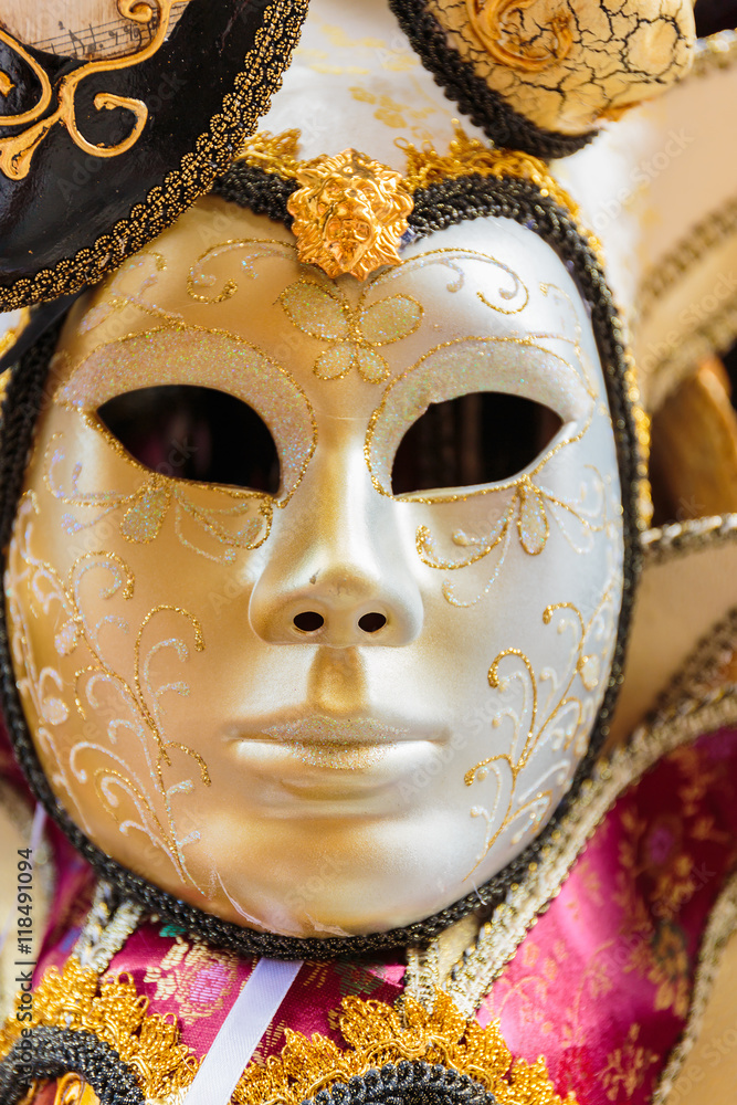 Typical colorful mask from the venice carnival, Venice, Italy