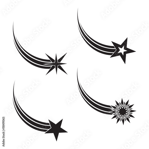 Falling stars vector set.