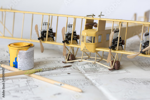 Plastic airplane modeling.